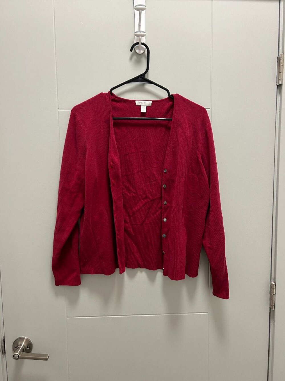 Charter Club Red Silk Blend Cardigan Sweater Petite Medium Button Front Classic